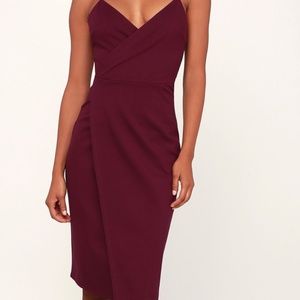 Plum Purple Surplice Midi Dress